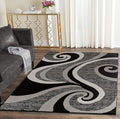 GLORY RUGS Modern Area Rug 5x7 Black Gray Swirls Carpet Bedroom Living Room Contemporary Dining Accent Sevilla Collection 4817A (5x7, Black)