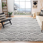 SAFAVIEH Area Rug 12x18 - Tulum Collection - Large - Ivory & Black, Moroccan Boho Tribal Design, Non-Shedding & Easy to Clean, Ideal for Living Room, Bedroom, Dining Space (TUL272B)