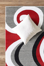 GLORY RUGS Modern Area Rug 5x7 Red Swirls Carpet Bedroom Living Room Contemporary Dining Accent Sevilla Collection 4817 (5x7, Red)