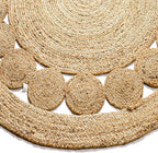Savi Home Jute Area Rug Handwoven- 4 feet Round- Natural Beige - Rustic Vintage Beige Braided Reversible Rug- Eco Friendly Rugs for Farmhouse, Bedroom, Kitchen, Living Room