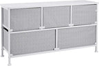 Amazon Basics Extra Wide Fabric 5-Drawer Storage Organizer Unit for Bedroom Closet, White