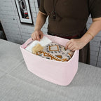 Cotton Rope storage Basket Bins Woven Basket for Organizing Shelves 15X10X9.3" Rectangle Decorative Baskets For storage Clothes Toys Books Towels Nursery basket organizer 3 pack light pink