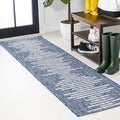 JONATHAN Y Stripe Geometric Indoor Outdoor Runner Rug 2X8 Blue/Ivory, Zolak Berber for Backyard, Patio, Porch, Easy-Cleaning, High Traffic, Pet-Friendly, Non-Shedding (SMB124C-28)