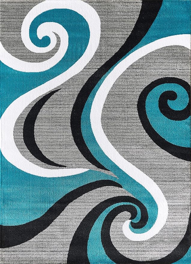 GLORY RUGS Modern Area Rug Swirls Carpet Bedroom Living Room Contemporary Dining Accent Sevilla Collection 4817 (4x6, Turkaz)