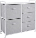 Amazon Basics Bedroom Closet Organizer with 5-Fabric Storage Drawers for Clothes Storage, White