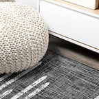 JONATHAN Y Stripe Geometric Indoor Outdoor Area Rug 3X5 Black/Ivory, Zolak Berber for Backyard, Patio, Porch, Easy-Cleaning, High Traffic, Pet-Friendly, Non-Shedding (SMB124E-3)