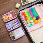 4 pcs Clear Zipper Pouches,Hard Shell Zipper Case, Toiletry Bag for Travel, CLear Diaper Bag, Toiletry Pouch, Travel Organizer, Cosmetic Bag,Toy Storage Bins (M+3S) (Lavender)