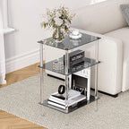 Tempered Glass Side Tables Set of 2 Acrylic End Table