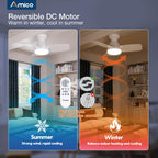 Amico 30-Inch Ceiling Fan with Light – Remote, Flush Mount, 3CCT, Dimmable, Quiet
