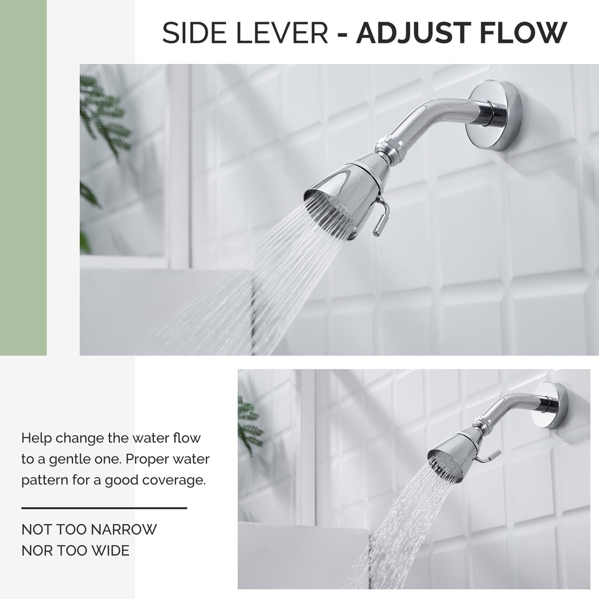 Angle Simple High Flow Shower Head with Brass Swivel Joint – Chrome