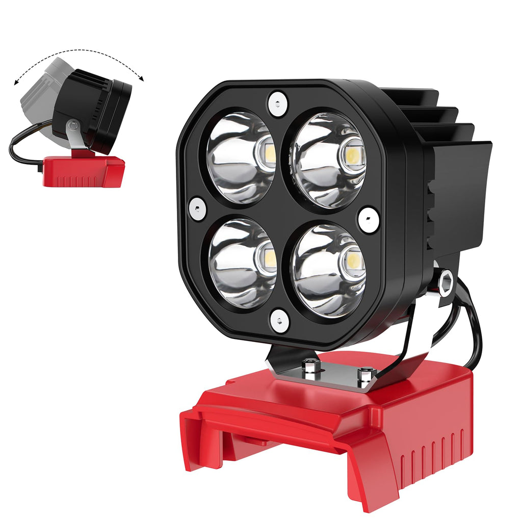 Azocek LED Work Light | 40W 6000LM, Milwaukee 18V Battery Compatible, 120° Adjustable