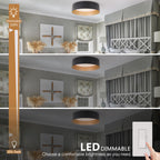 Bargeni Flush Mount Ceiling Lights – 12.5-inch, 3000K, 18W, Matte Black with Champagne Gold Inside, 2-Pack