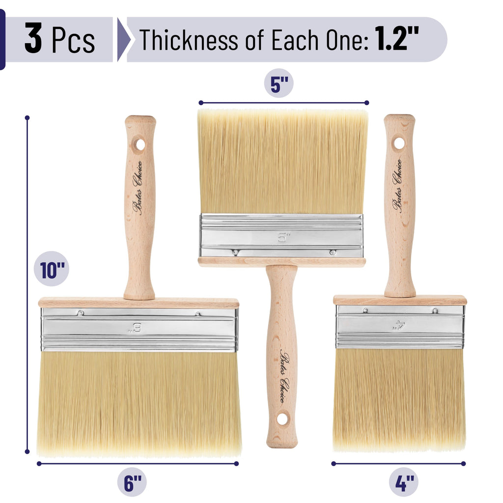 Bates Choice Deck Stain Brush Set – 4in, 5in, and 6in for Smooth, Even Wood Staining
