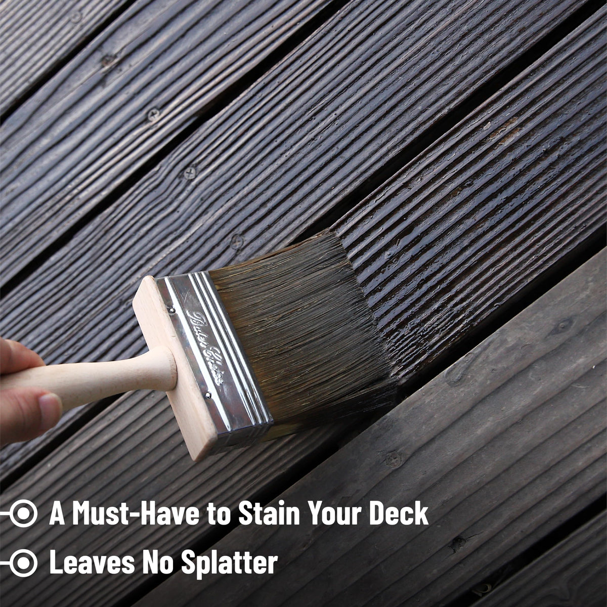 Bates Choice Deck Stain Brush Set – 4in, 5in, and 6in for Smooth, Even Wood Staining
