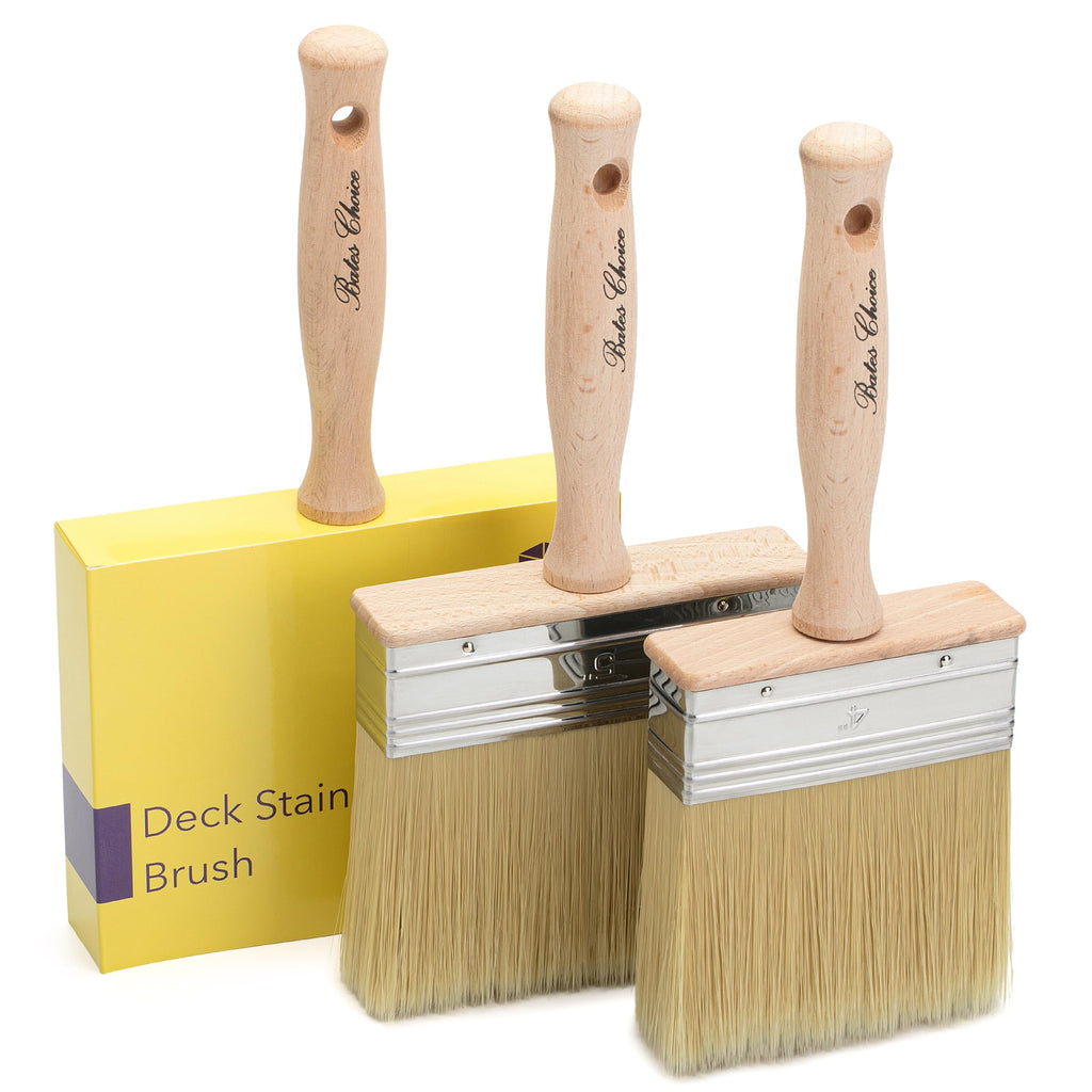 Bates Choice Deck Stain Brush Set – 4in, 5in, and 6in for Smooth, Even Wood Staining