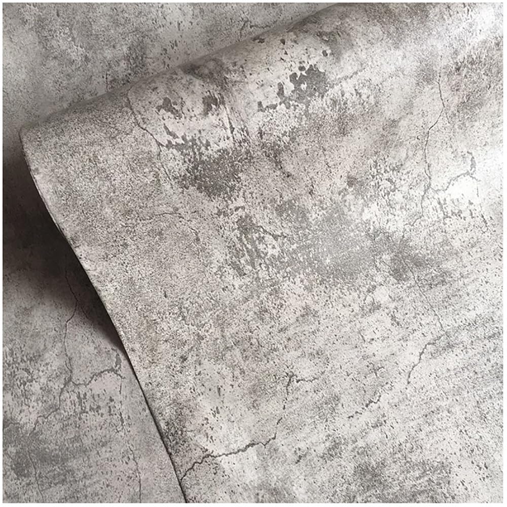 BAYYA Cement Grey Wallpaper – Concrete Texture Peel & Stick, Waterproof, Removable