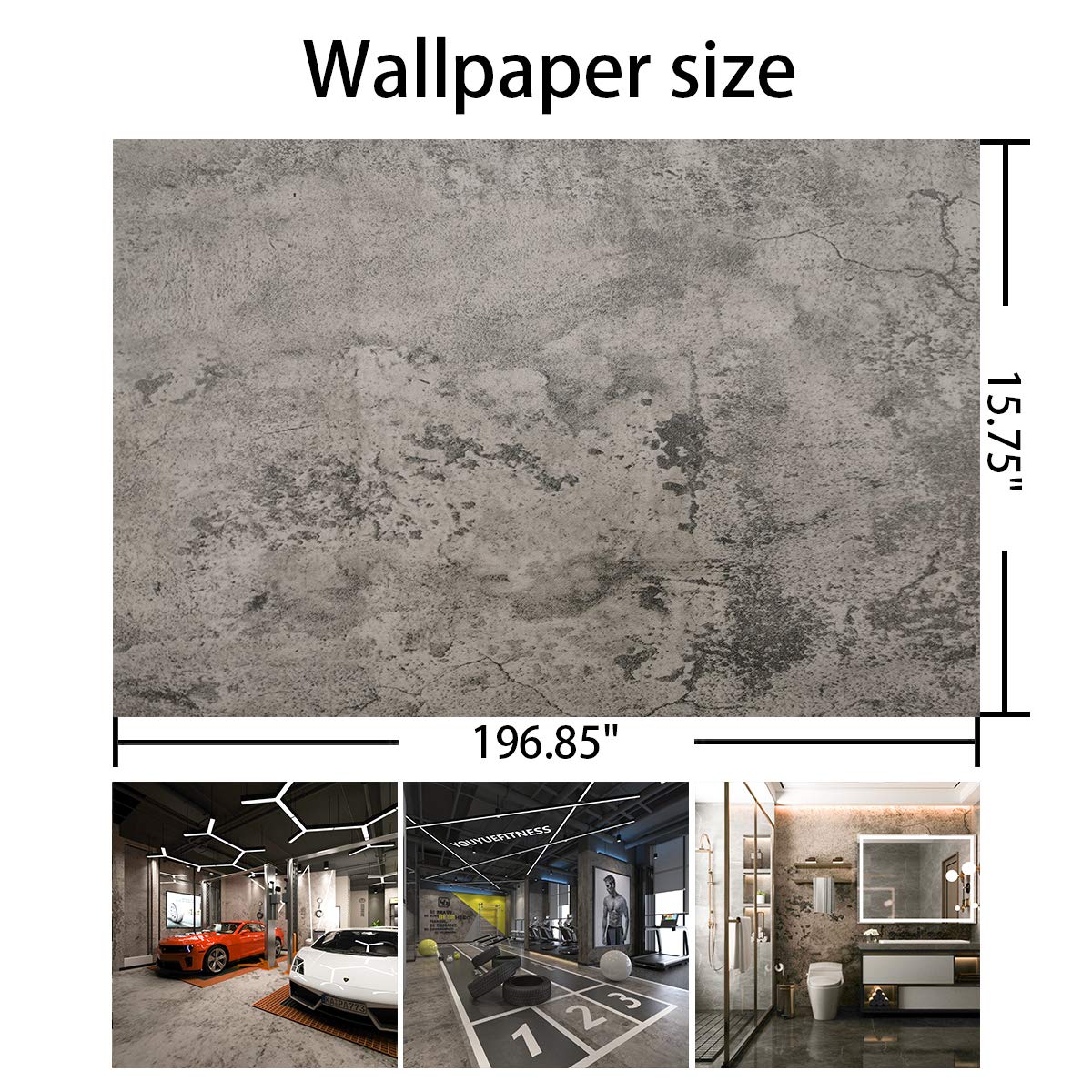 BAYYA Cement Grey Wallpaper – Concrete Texture Peel & Stick, Waterproof, Removable