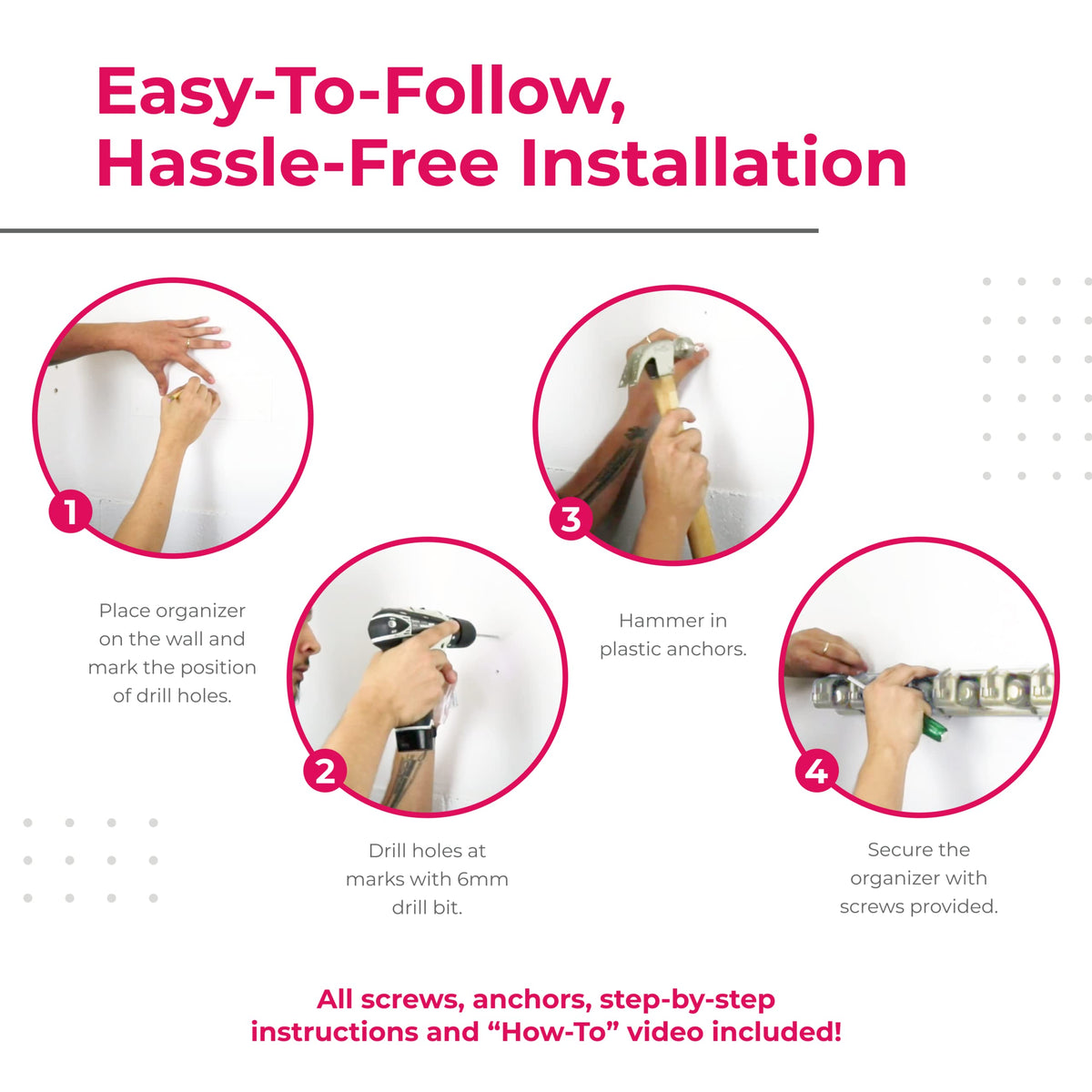 Berry Ave Broom Holder Wall Mount – 5 Slots & 6 Hooks | Heavy-Duty Mop & Broom Rack