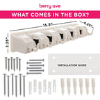 Berry Ave Broom Holder Wall Mount – 5 Slots & 6 Hooks | Heavy-Duty Mop & Broom Rack