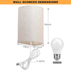 Beser·Win Plug-in Wall Sconce 2-Pack — 3 Color Modes, Beige Linen Shade, UL-Certified
