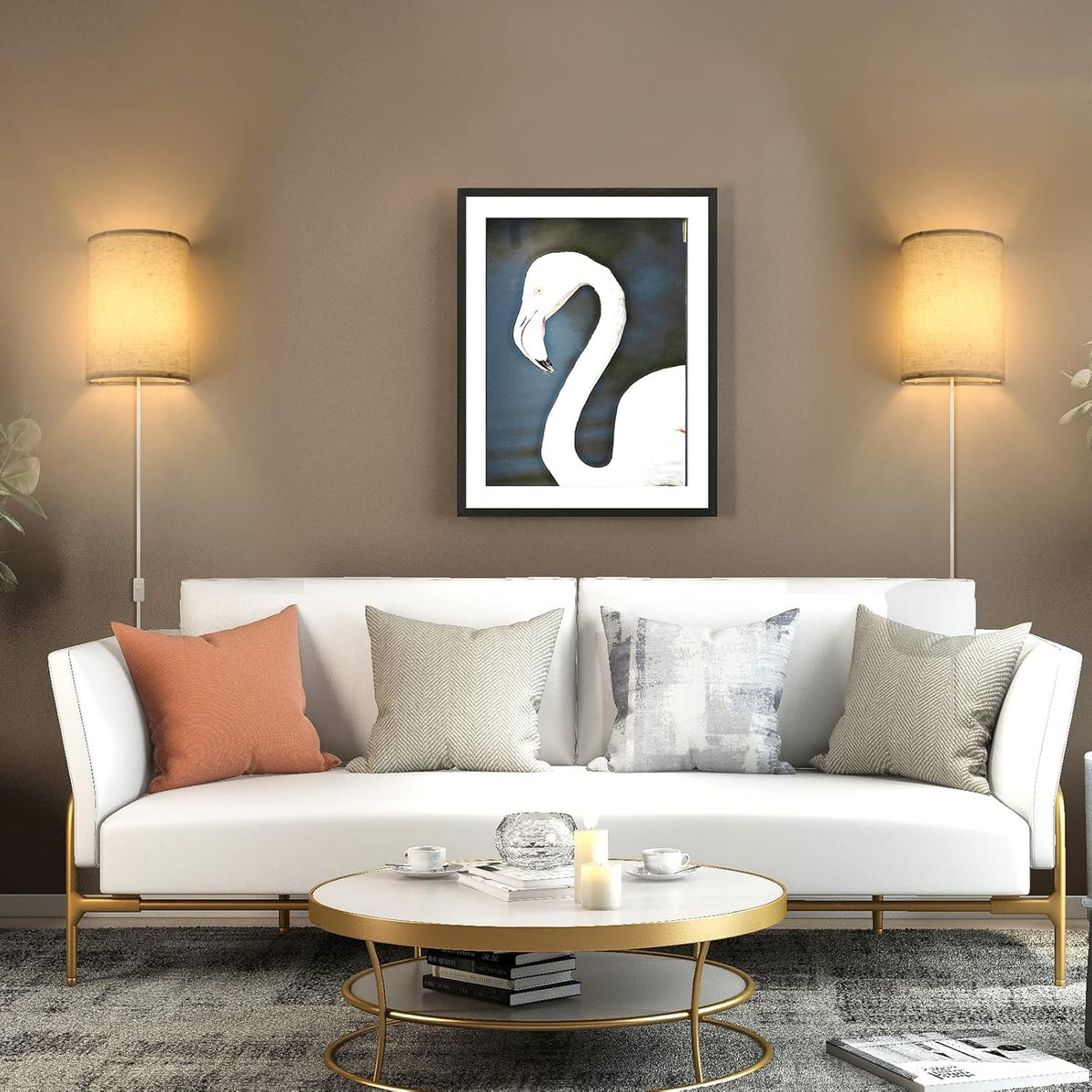 Beser·Win Plug-in Wall Sconce 2-Pack — 3 Color Modes, Beige Linen Shade, UL-Certified
