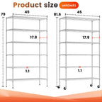 BestOffice 6-Tier Chrome Wire Shelves with Wheels | Heavy-Duty, No-Tool Assembly
