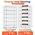 BestOffice 6-Tier Chrome Wire Shelves with Wheels | Heavy-Duty, No-Tool Assembly