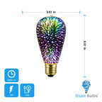 Bluex Bulbs 2 Pack Infinity 3D Fireworks LED ST19 Bulbs | Multicolor Stain Glass Effect