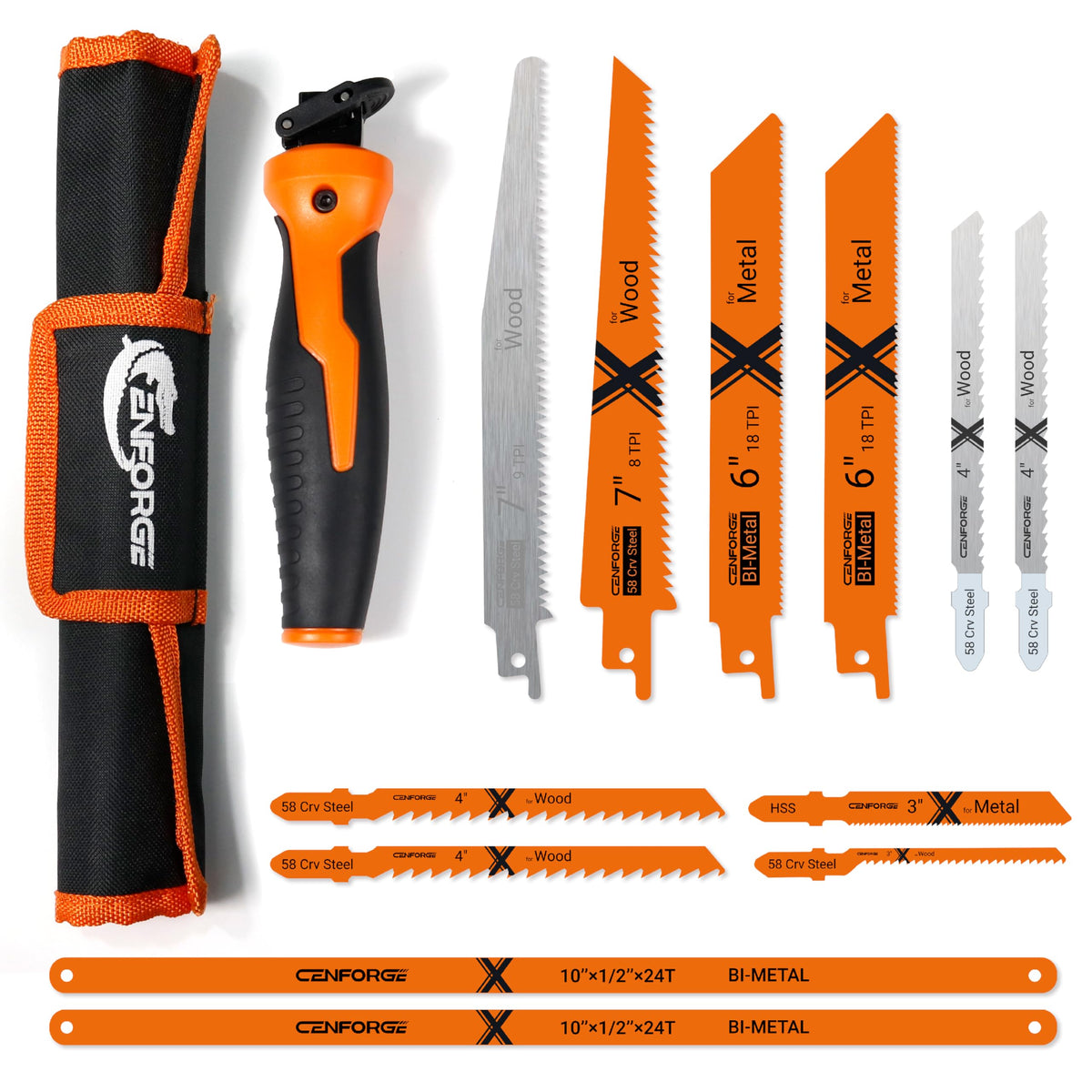 CENFORGE 13-Piece Hand Saw Set | 12 Blades & Quick-Change Handle