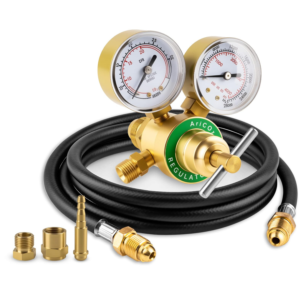 Cesilili Argon CO2 Regulator with Dual Gauge – 0-4000 PSI, 6.6 ft Hose