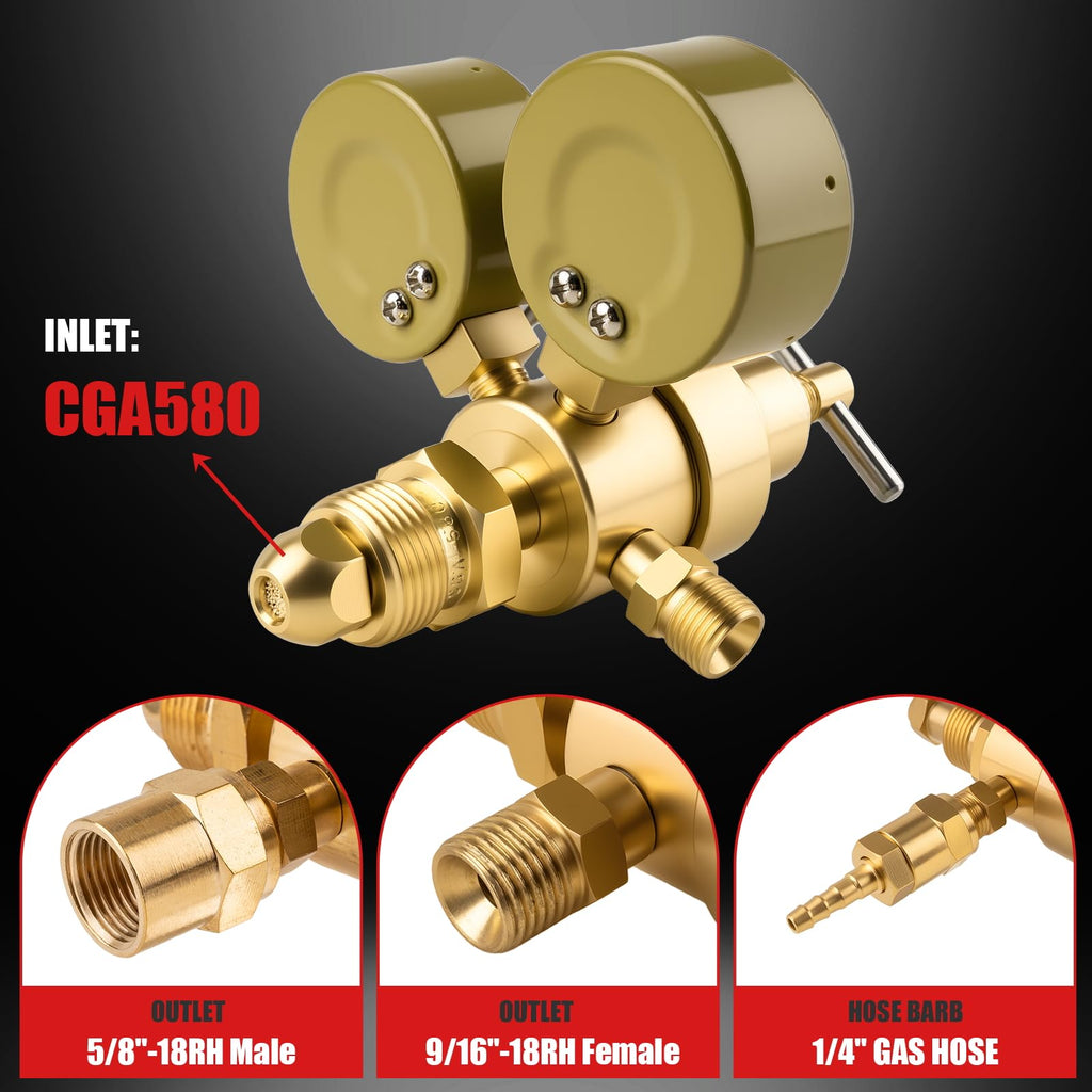 Cesilili Argon CO2 Regulator with Dual Gauge – 0-4000 PSI, 6.6 ft Hose