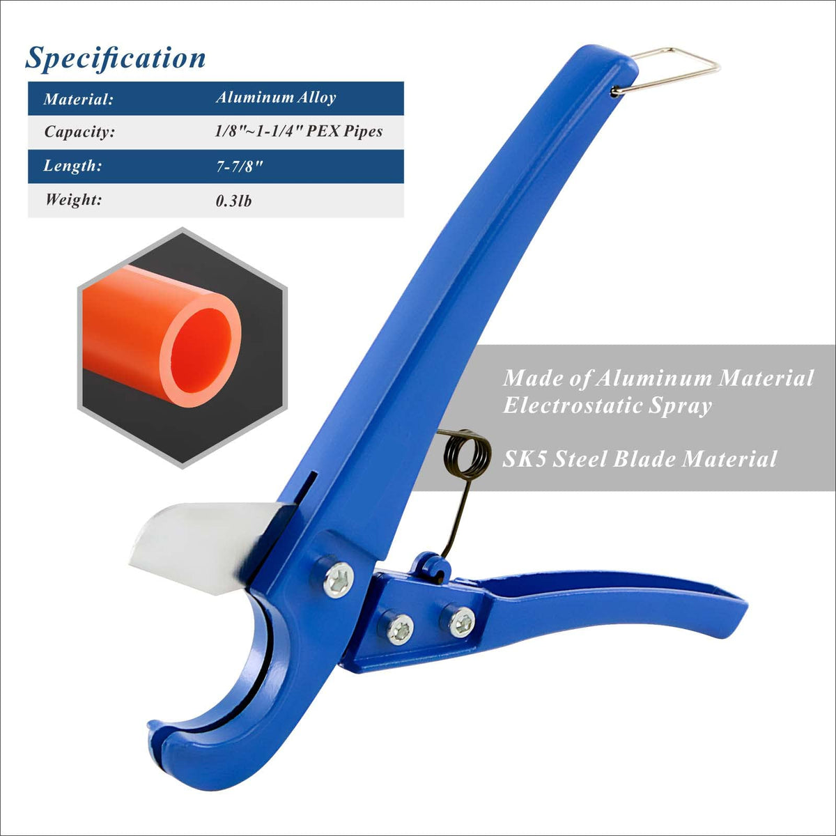 CHEN CHEN HAO PEX Clamp Cinch Tool: Universal Crimping for 3/8 to 1 Inch SS Clamps with Pipe Cutter