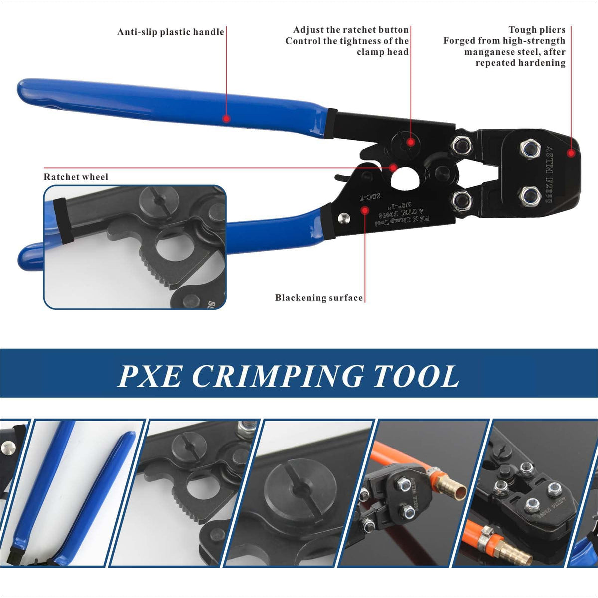 CHEN CHEN HAO PEX Clamp Cinch Tool: Universal Crimping for 3/8 to 1 Inch SS Clamps with Pipe Cutter