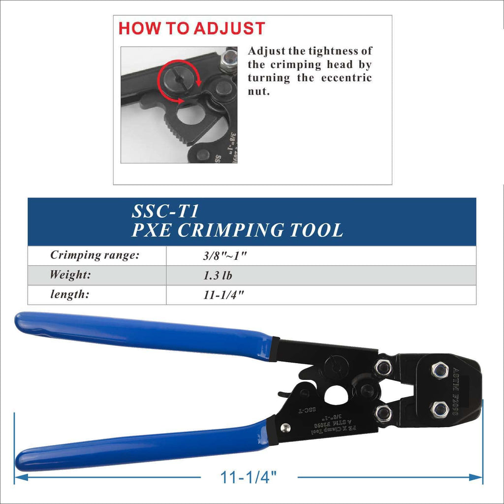 CHEN CHEN HAO PEX Clamp Cinch Tool: Universal Crimping for 3/8 to 1 Inch SS Clamps with Pipe Cutter