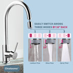 CHIATAOMA Swivel Faucet Aerator – 3-Function Nozzle, 360° Rotation, Chrome Kitchen Attachment