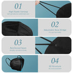 ChiSip KN95 Face Mask 40 Pcs – 5-Ply Breathable PM2.5 Protection (Black)
