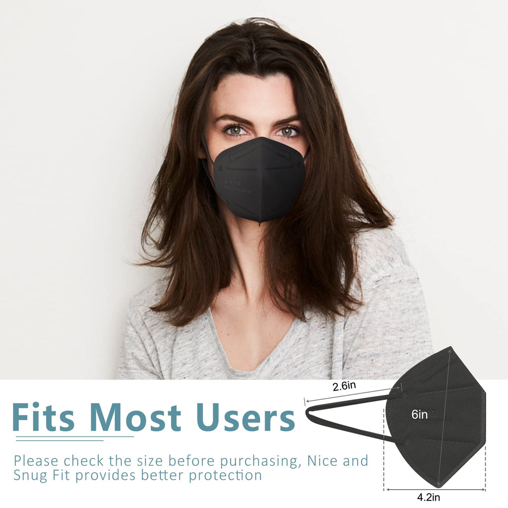 ChiSip KN95 Face Mask 40 Pcs – 5-Ply Breathable PM2.5 Protection (Black)