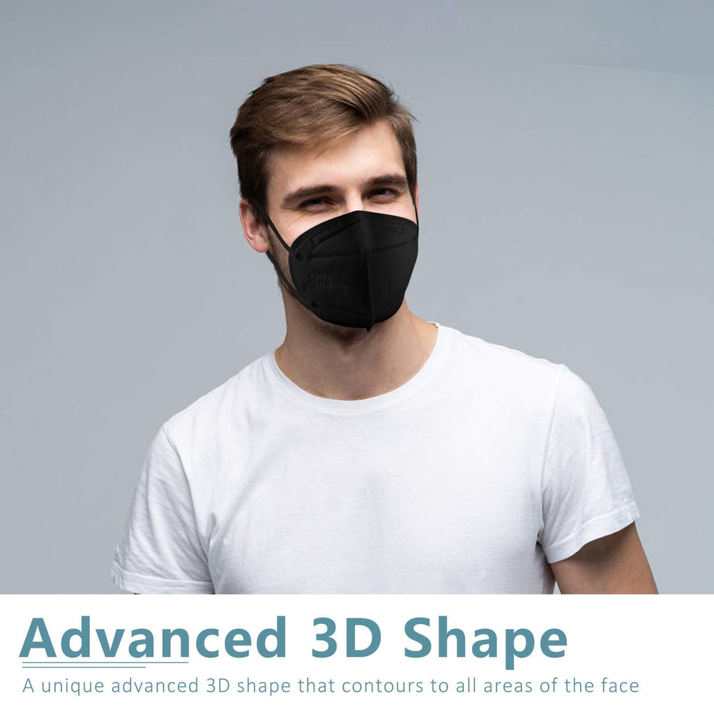 ChiSip KN95 Face Mask 40 Pcs – 5-Ply Breathable PM2.5 Protection (Black)