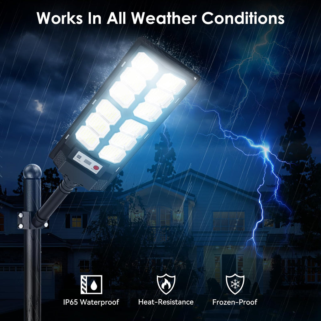 CNOIJUTS Solar Lights Outdoor Waterproof - 6500K 13000LM Dusk-to-Dawn, Motion Sensor, Remote Control, 6-Pack