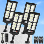 CNOIJUTS 4-Pack Solar Street Lights – 13,000LM, 6500K LED Flood Lights with Motion Sensor
