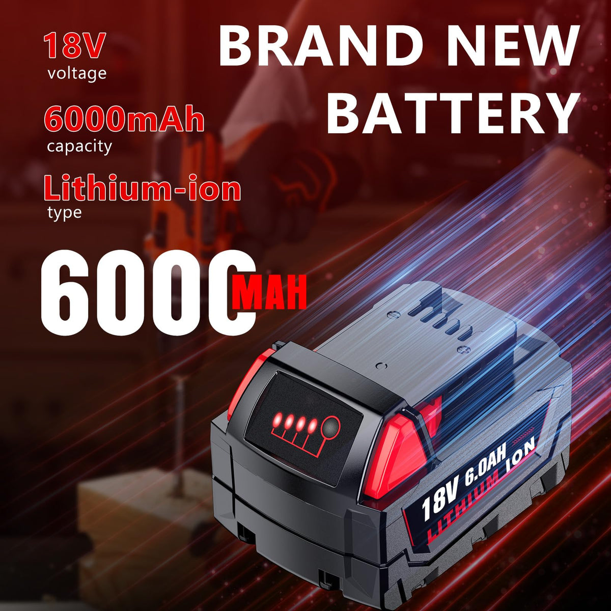 Cvagix 18V M18 Replacement Battery 6000mAh – 4-Pack for Milwaukee Tools