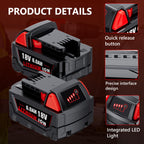 Cvagix 18V M18 Replacement Battery 6000mAh – 4-Pack for Milwaukee Tools