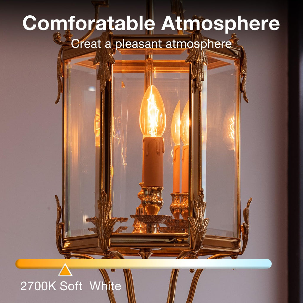 DAYBETTER E12 Dimmable LED Filament Candelabra Bulbs – 40W Equivalent, 12 Pack, 2700K