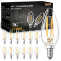 DAYBETTER E12 Dimmable LED Filament Candelabra Bulbs – 40W Equivalent, 12 Pack, 2700K