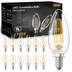 DAYBETTER E12 Dimmable LED Filament Candelabra Bulbs – 40W Equivalent, 12 Pack, 2700K