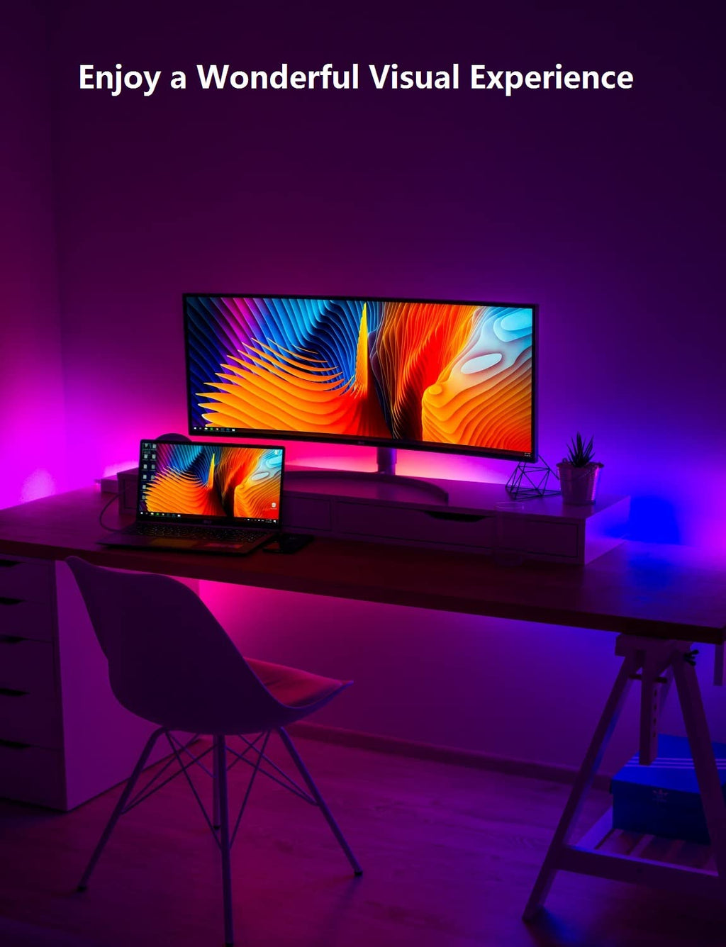 DAYBETTER Smart RGB LED Strip Lights – 100ft, App Control & IR Remote