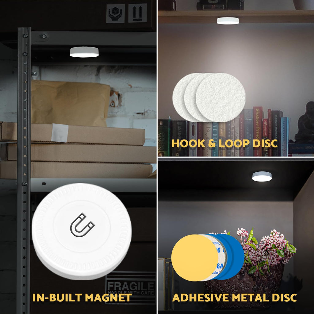DAZZY DOT Rechargeable Puck Lights 2 Pack – Dimmable Magnetic LED Closet & Cabinet Light