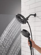 Delta In2ition 6-Setting 2-in-1 Dual Shower Head with ProClean Hand Shower – Matte Black 75655BL