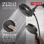 Delta In2ition 6-Setting 2-in-1 Dual Shower Head with ProClean Hand Shower – Matte Black 75655BL