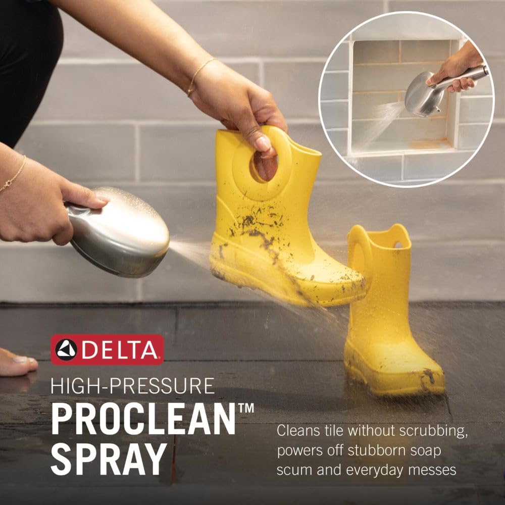 Delta In2ition 6-Setting 2-in-1 Dual Shower Head with ProClean Hand Shower – Matte Black 75655BL